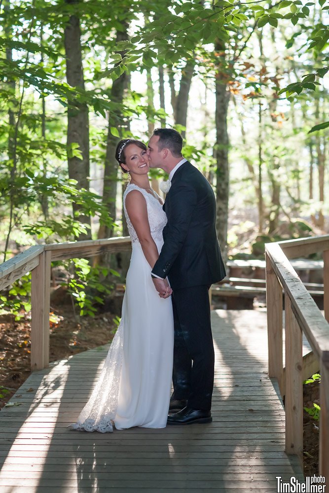 Happy fall Maine wedding couple
