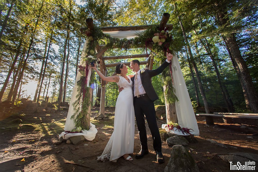 Wedding celebration at woodland chapel at Hardy Farm