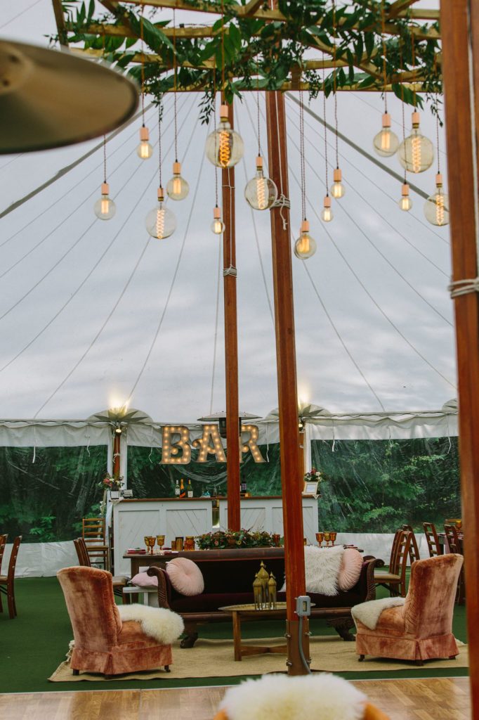 intimate bar at tent wedding