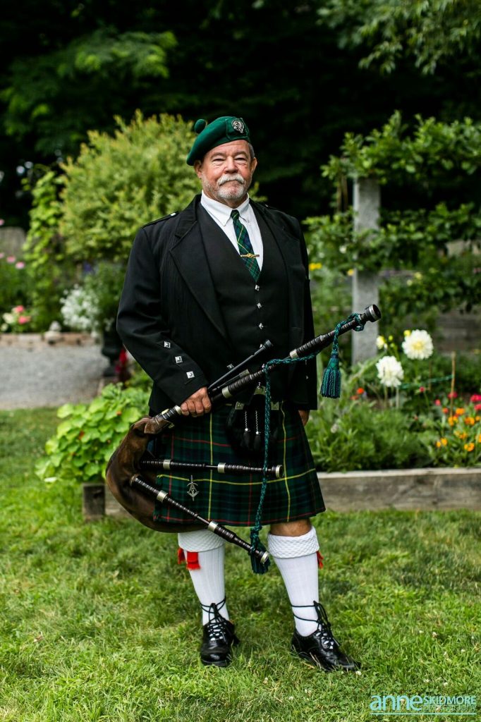 Bag piper at wedding in maine