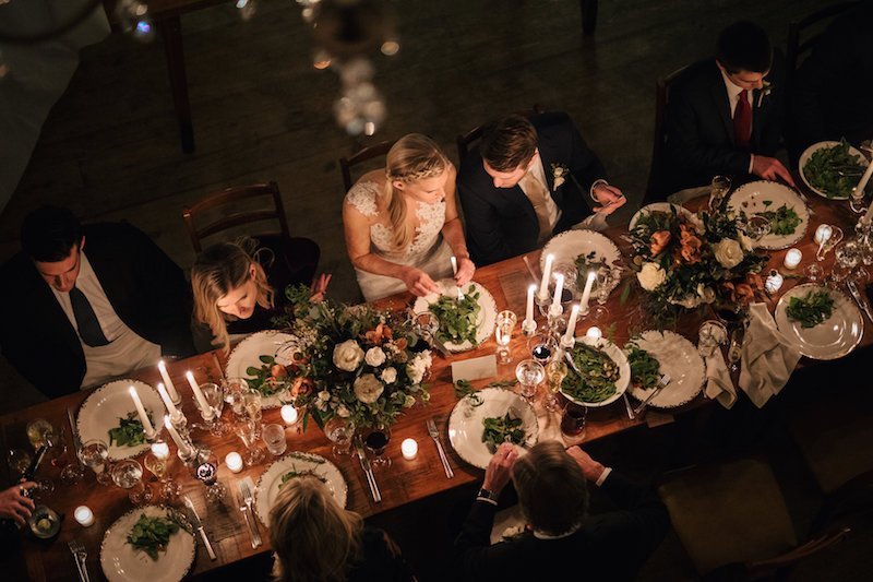 Family table at winter wedding