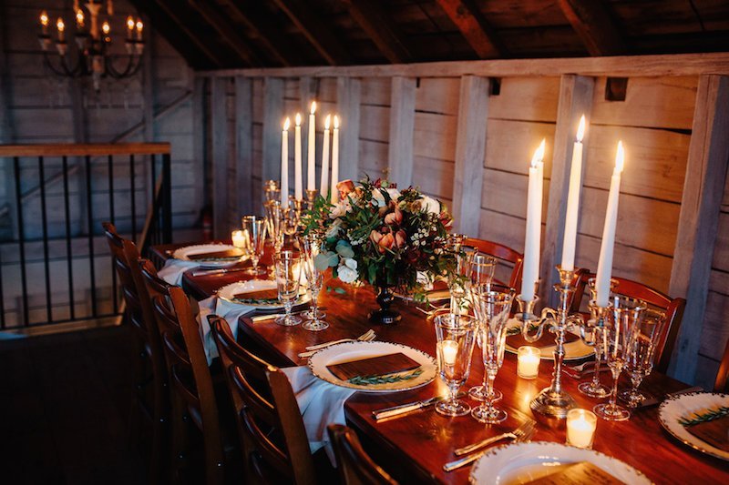 Winter Barn Wedding Tablescape