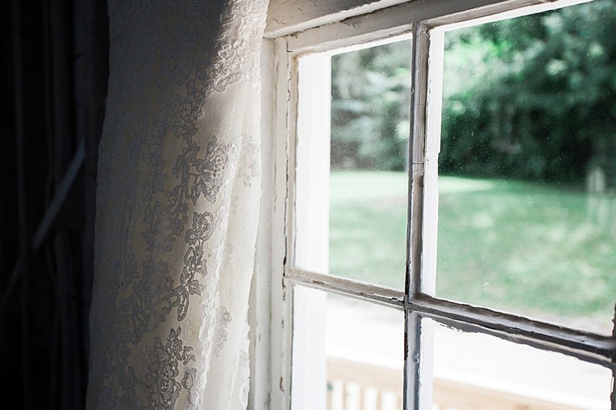 Lace window detail shot - Maine barn wedding