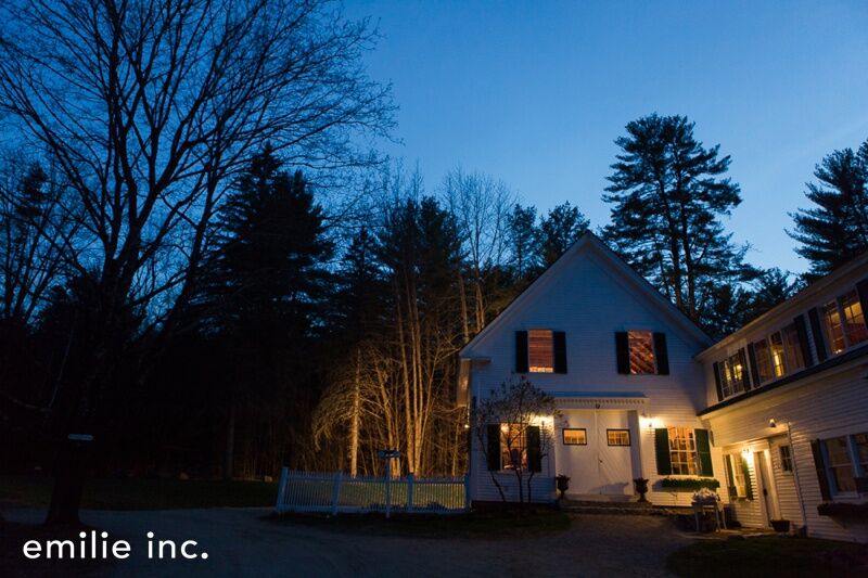 Maine wedding barn at dusk